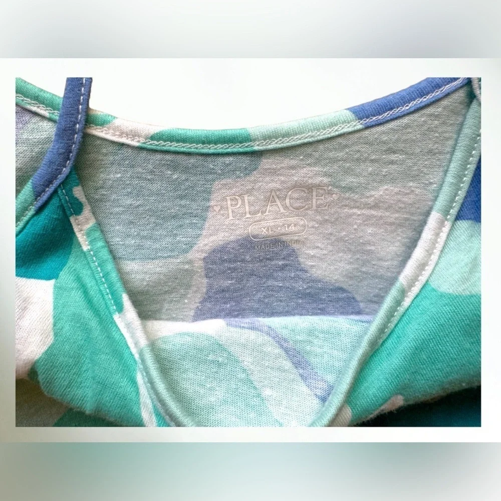 The Children Place Girls Sea Blue Spaghetti Strap Dress Size XL 14